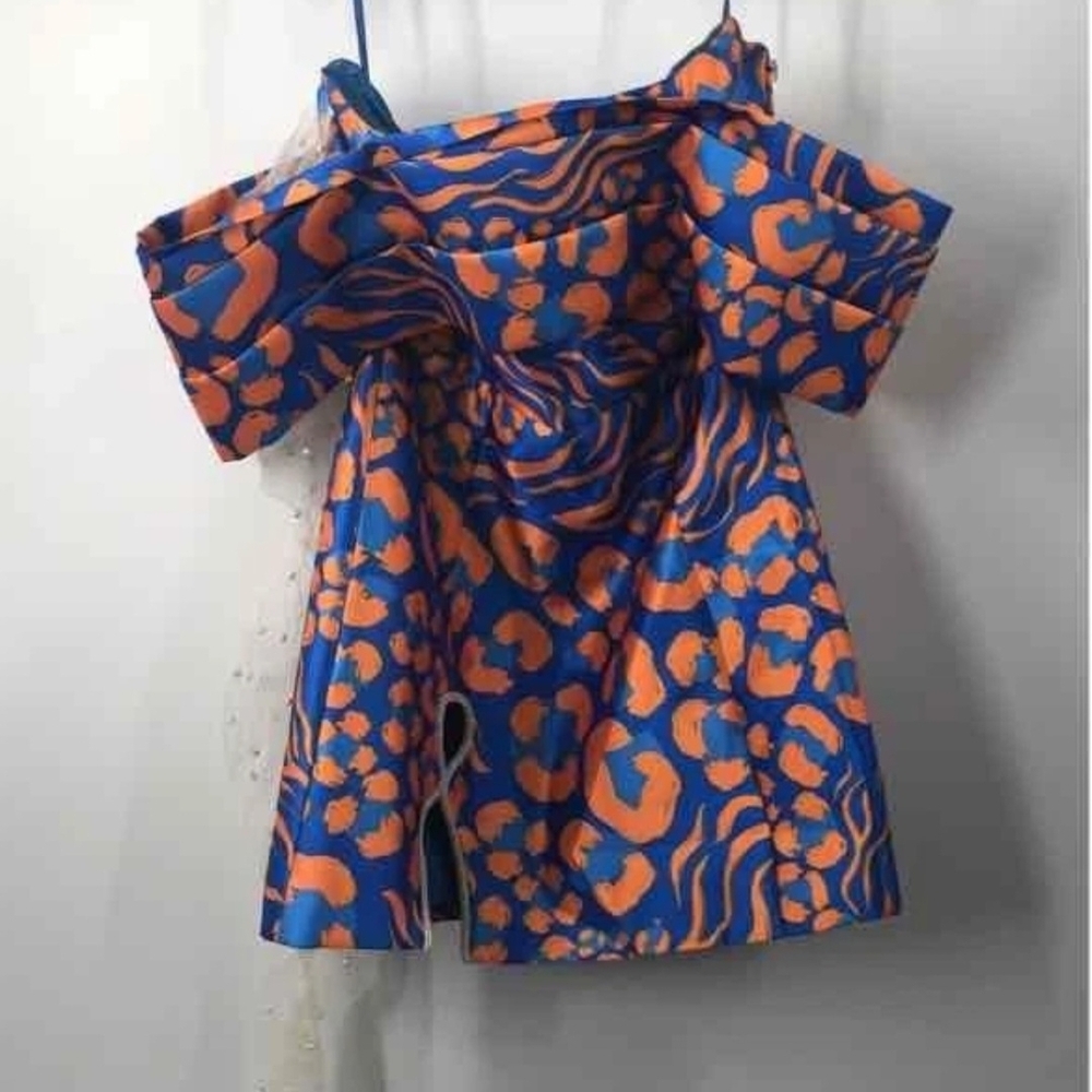 Eliya The Label Blue and Orange Animal Print Dress Size 6